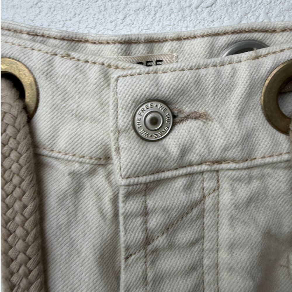 NWT We The Free Moxie Shorts Ivory Rope Belt Raw Hem Eyelet Size 26 - Picture 6 of 14